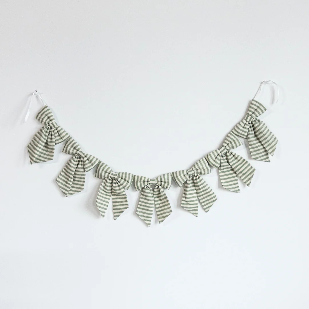 Striped Light Green Bow Garland