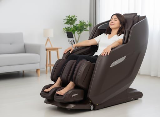 Osaki 4D Achilles l 360 Rotating Footrest l Full Body Massage Chair l Zero Gravity l 360 Kenading Calfrest l Lumbar Heating l Touchscreen Controller l Auto Body Scan l Bluetooth Speaker (Brown)