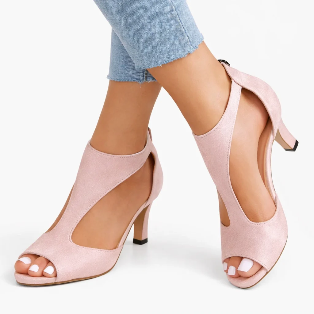 Women��s Heeled Sandals Cushioned Footbed Elegant Cut-Out Design