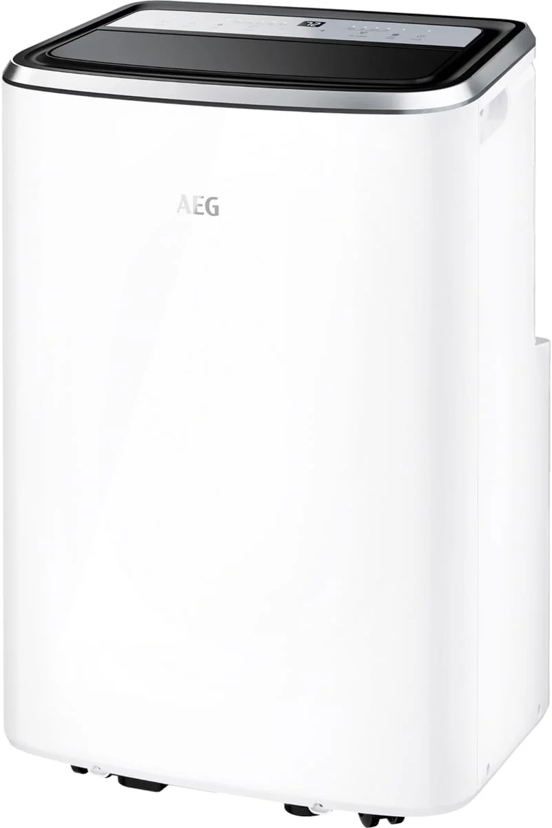 AEG Chillflex Pro AXP26U338CW mobile Klimaanlage / LED Display / Touch-Buttons / Fernbedienung / 30-40 m² / Kühlfunktion / Ventilator / Entfeuchtungsfunktion / Automatik / weiß/silber/schwarz