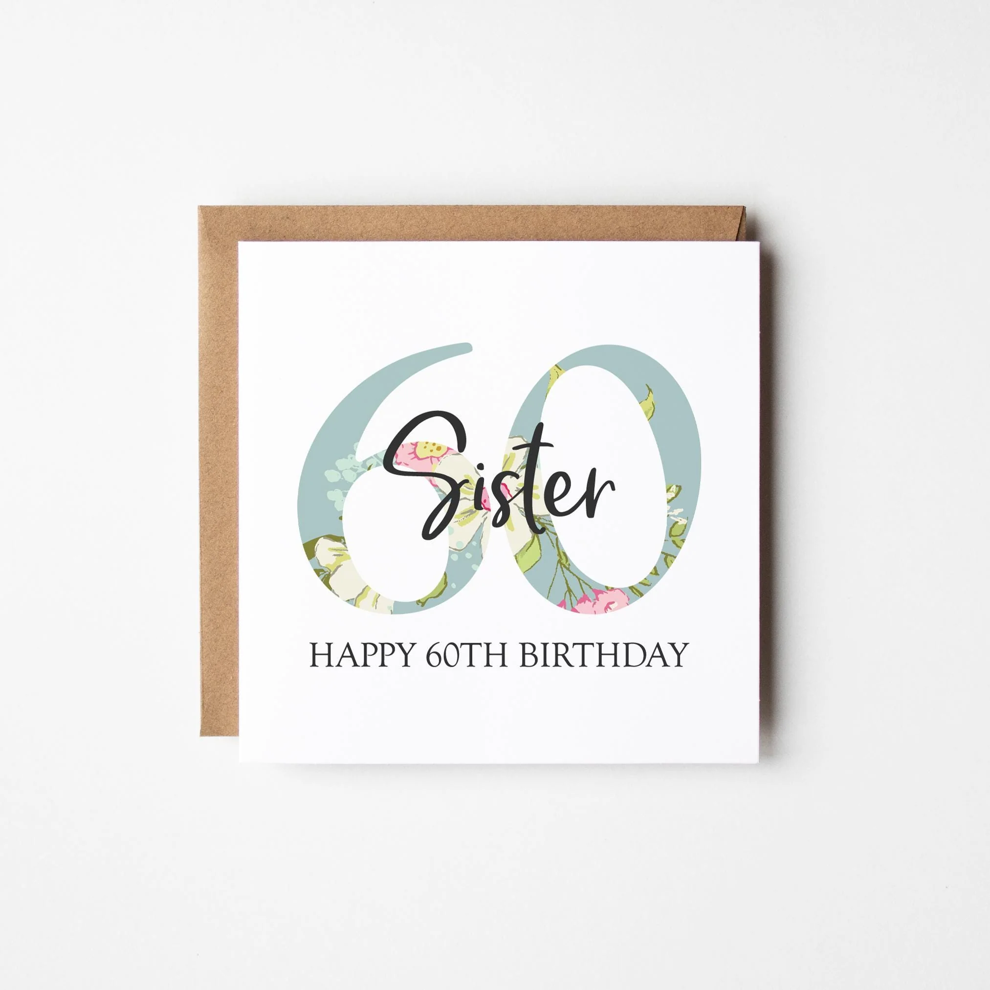 60th Birthday Card a?�� Personalised 60th Birthday Card for Her a?�� Daughter a?�� Friend a?�� Auntie a?�� Cousin a?�� Sister a?�� Floral 60th Card