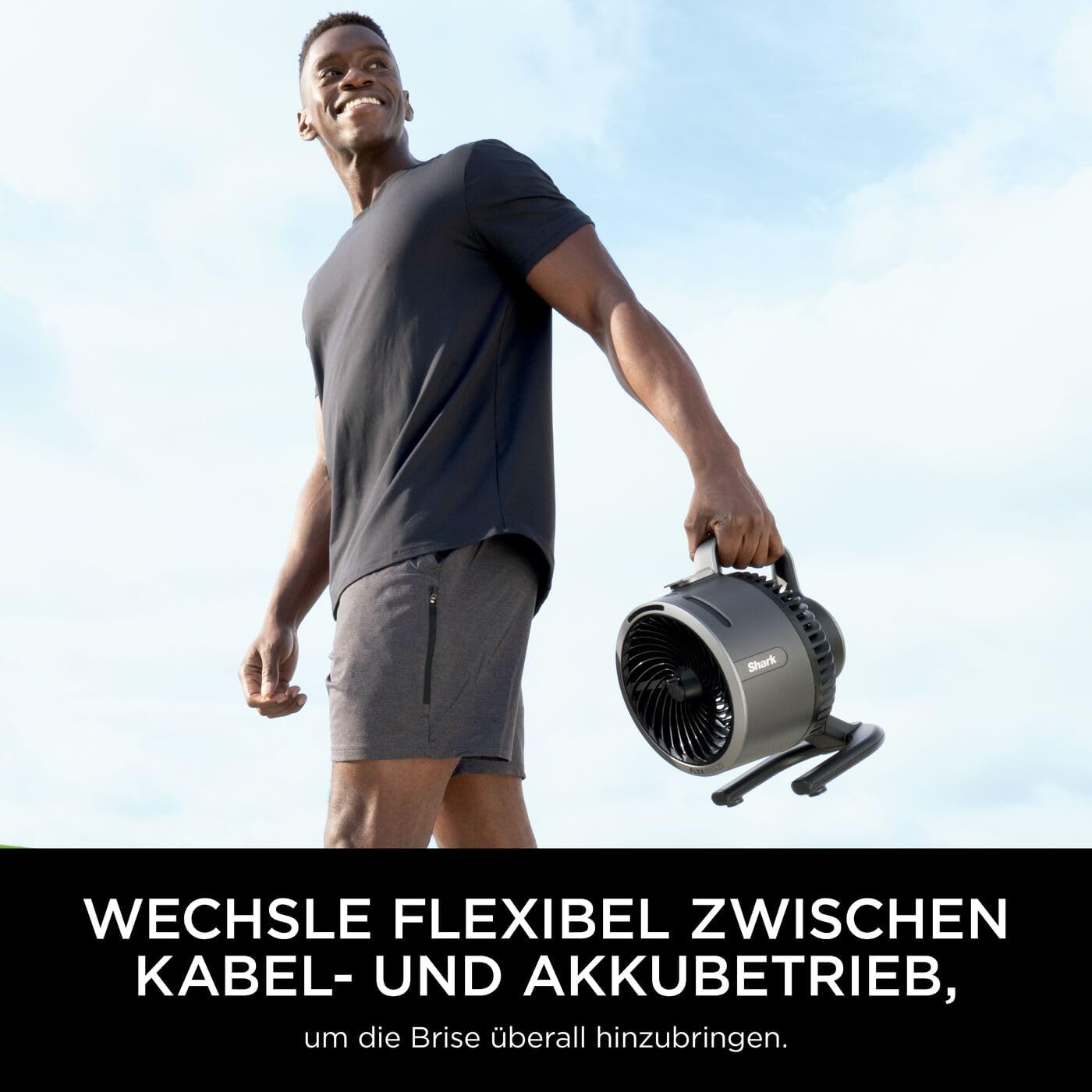 Shark FlexBreeze Ventilator Leise, Hybrid Ventilator Kabelgebunden & Kabellos, Tragbar, für Innen- und Außenbereich, UV- & Wasserbeständig, Ultraleistungsstark, Ultraleise, Weiß FA220EU