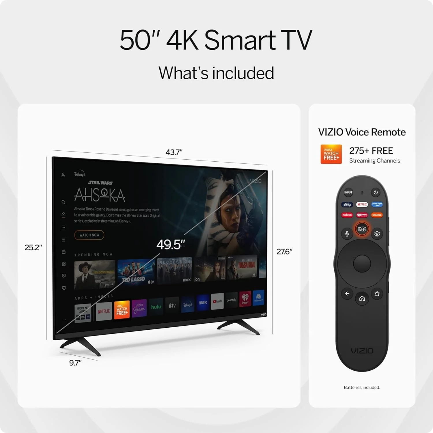 VIZIO 50′′ 4K HDR Smart TV, Dolby Vision HDR/HDR10+, WiFi 6 – (Refurbished)