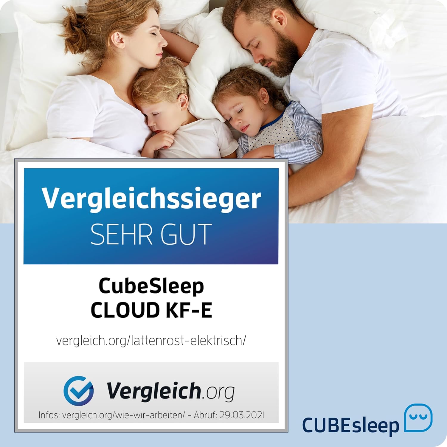 CubeSleep 7-Zonen Tellerfeder-Lattenrost Cloud 90x200 cm | Kopf- und Fußteil elektrisch verstellbar | Made In Germany | GS Zertifiziert – geprüfte Sicherheit | fertig montiert