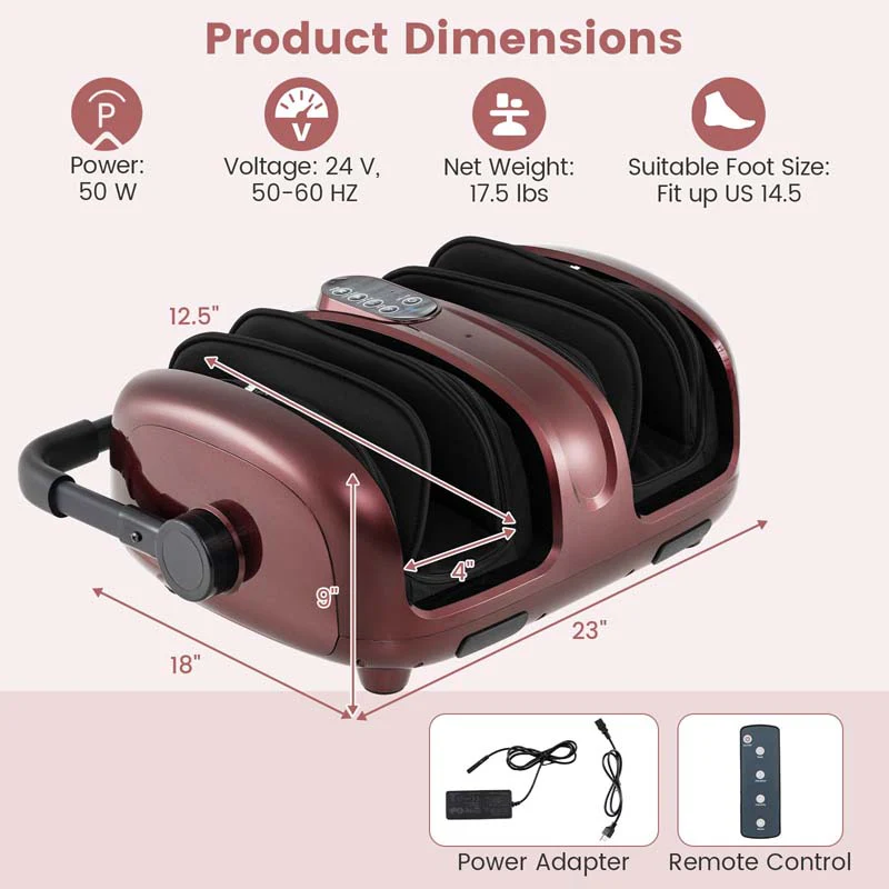 Shiatsu Foot & Calf Massager with Heat, Vibration Compression Electric Leg Massager for Neuropathy, Plantar Fasciitis Relief, Muscle Arm Relax