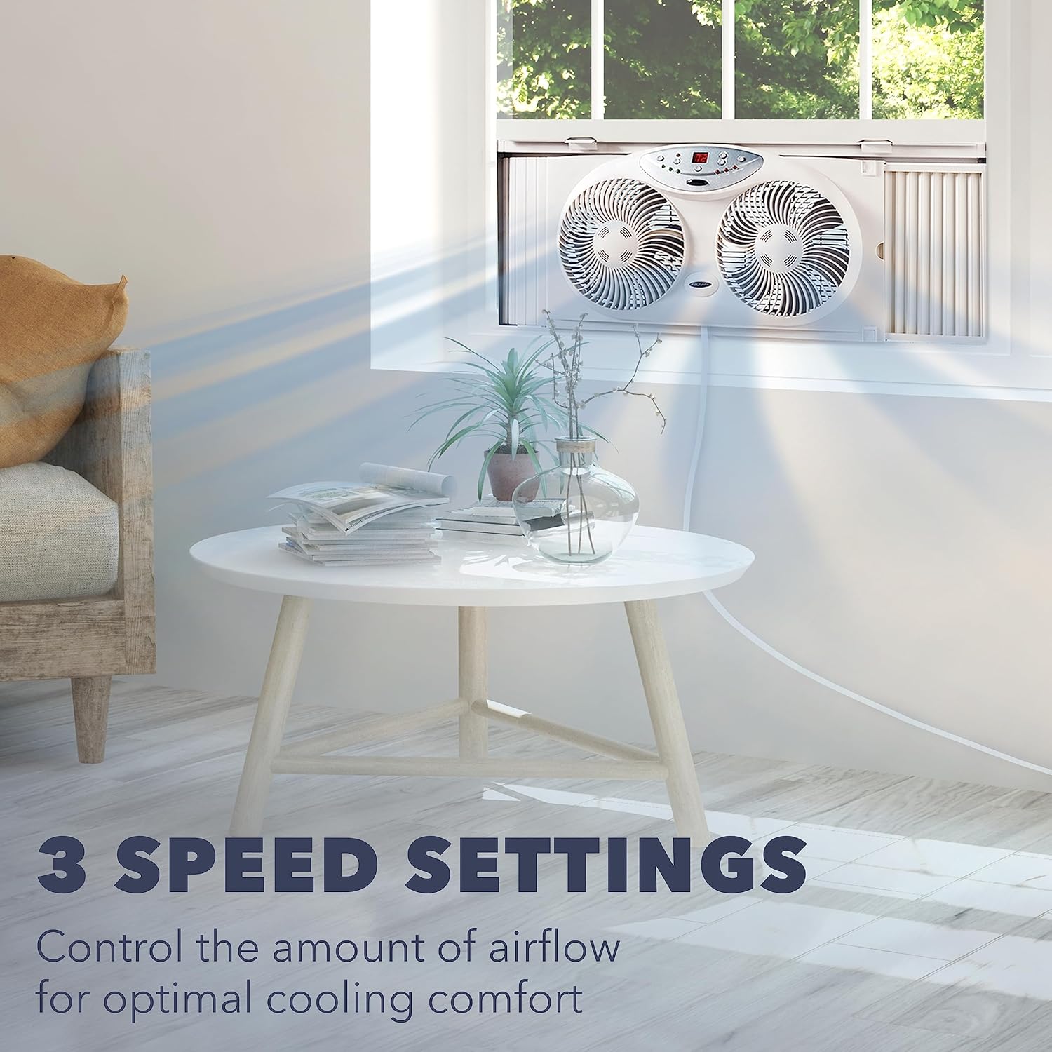 2025 Bionaire 8.5′′ Twin Window Fan with Reversible Airflow  3 Speeds  Remote Control