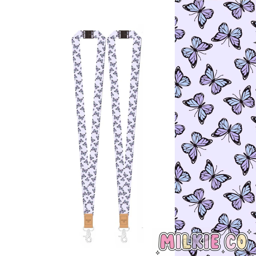 Purple Butterfly Fabric Lanyard