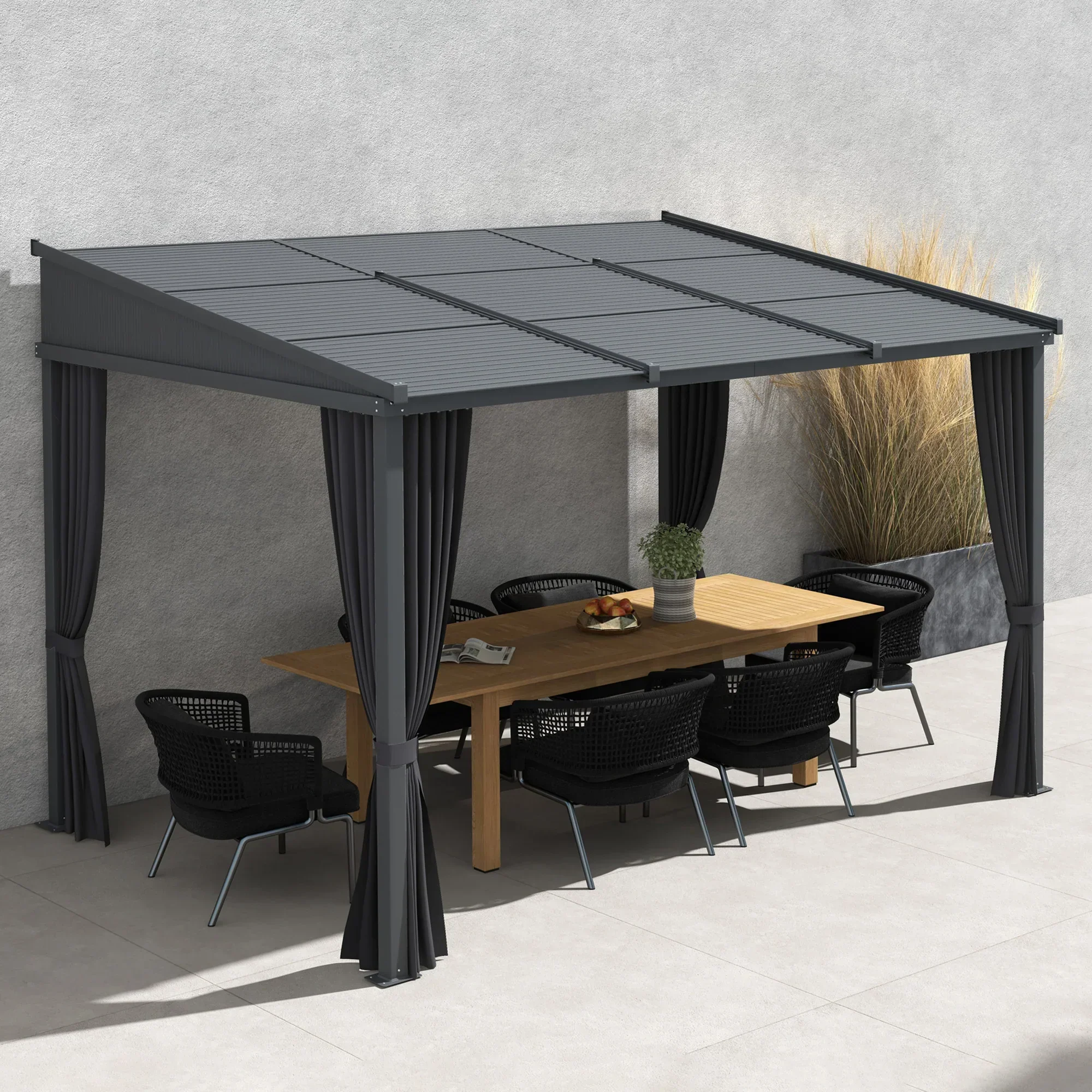 Outsunny Pergola Schiebedach Metallüberdachung