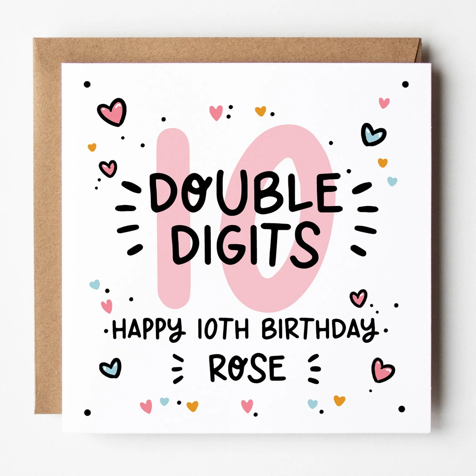 10th Birthday Card ? Personalised Double Digits 10th Birthday Card For Girls ? 10 Today Birthday Card ? Double Digits