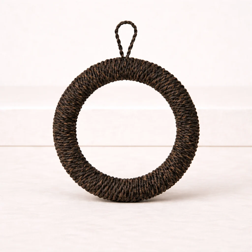 Round Black Hand-Woven Abaca Rope Trivet