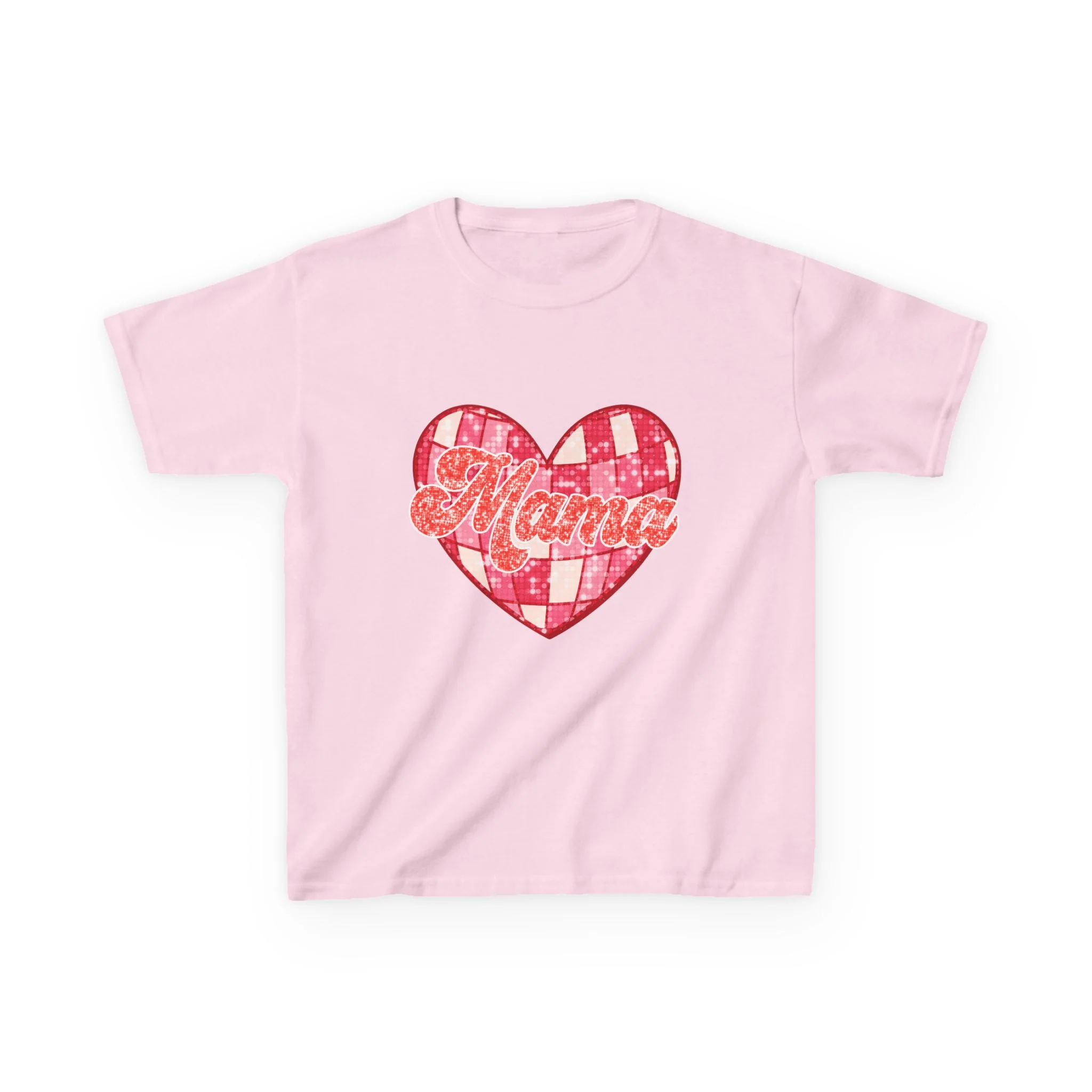 Mama heart patch Tee | pink checkered heart with Mama script