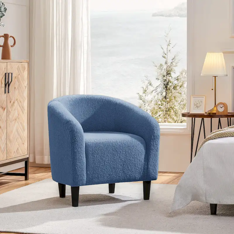 Yaheetech Club Chair Accent Barrel Chair Upholstered Arm Chair