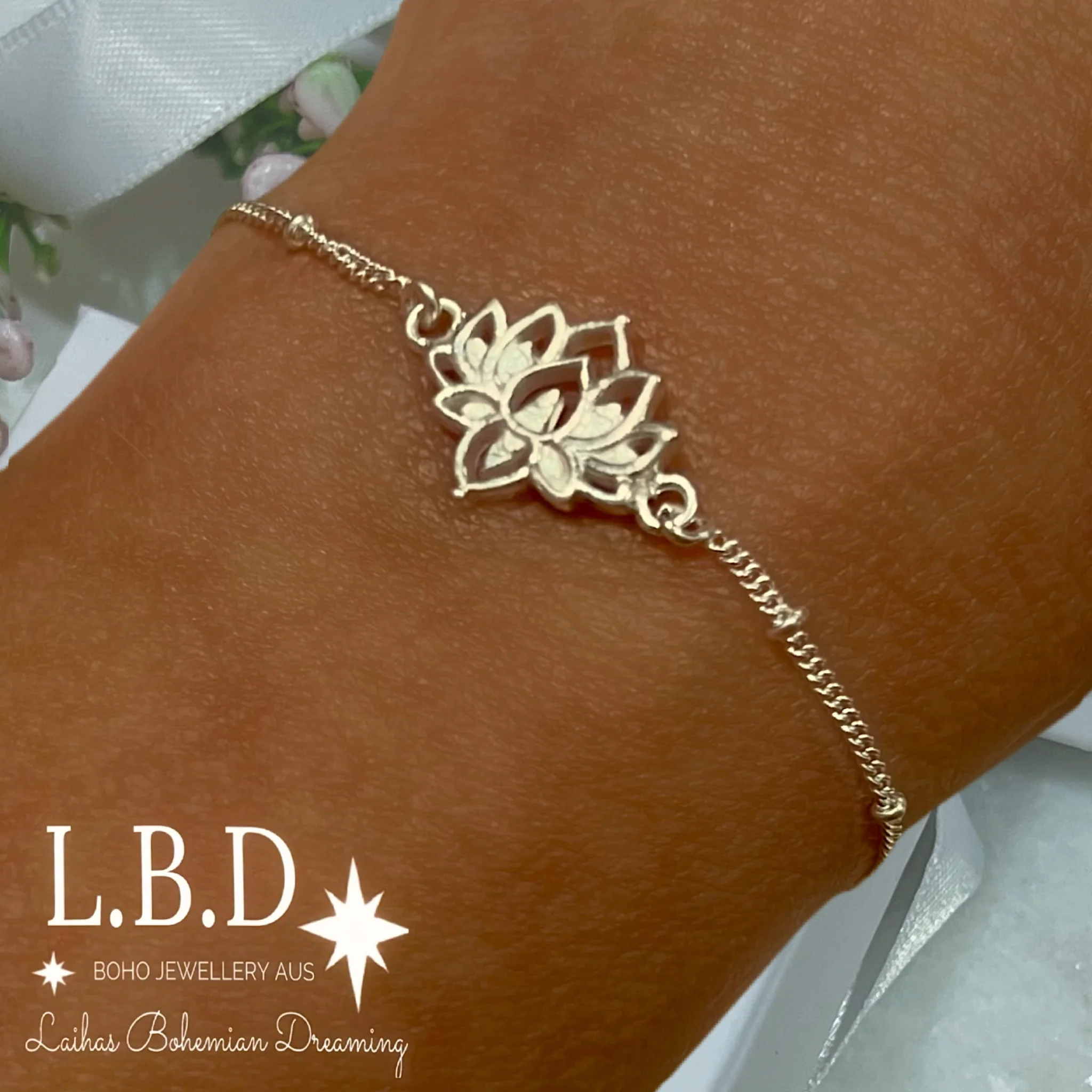 Laihas Lotus Flower Sterling Silver Bracelet