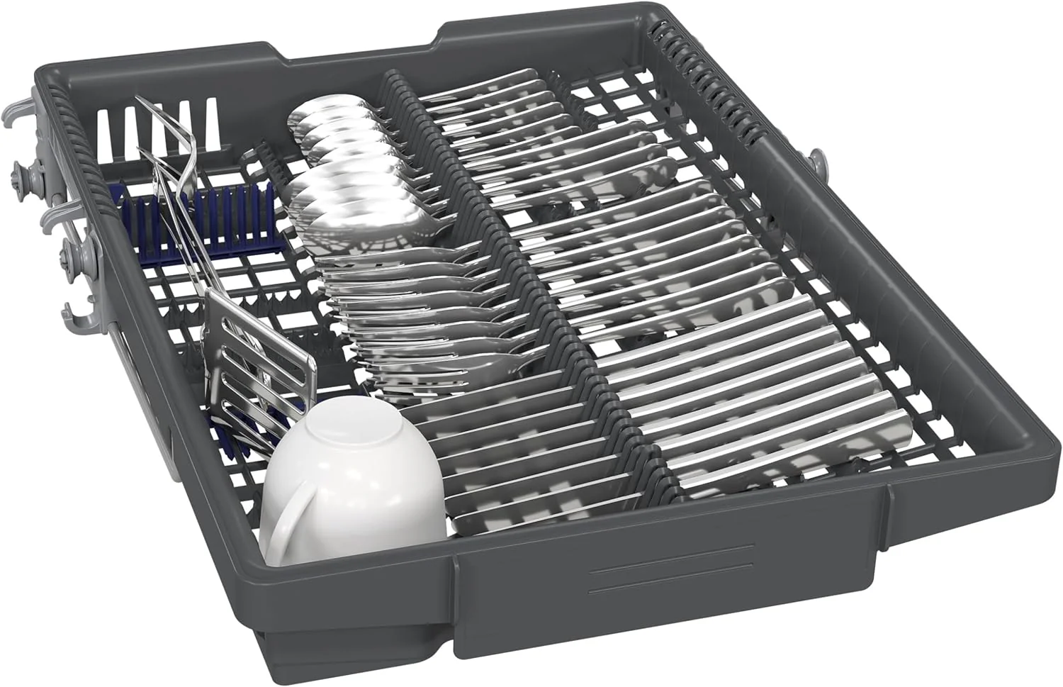 Siemens SR65YX08ME, iQ500 Smarter Geschirrspüler Vollintegriert, 45 cm breit, Besteckschublade, Zeolith, extra leise, aquaStop, automatische Türöffnung nach Programmende, varioSpeed, Innenbeleuchtung