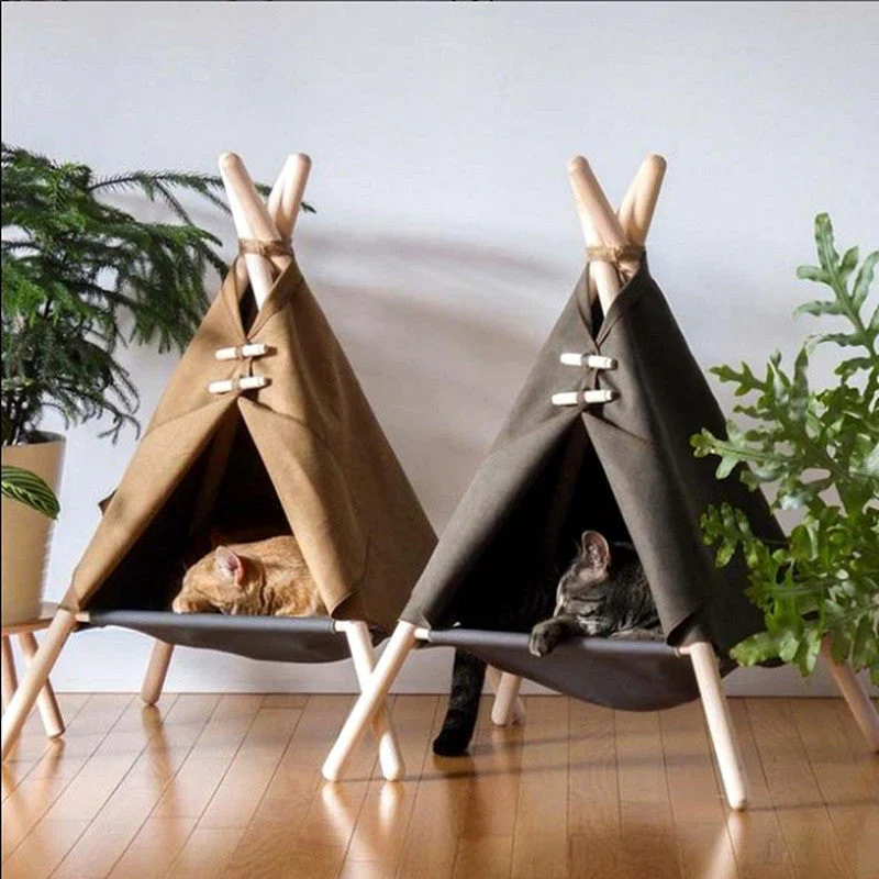 ZenNap – Elegante tenda in legno per gatti e cani di piccola taglia