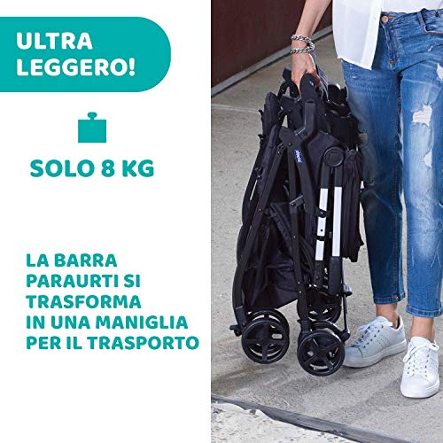 Chicco OHlalà Twin Passeggino Gemellare Doppio da 0 Mesi a 15 kg, Passeggino Leggero Reclinabile e Pieghevole, Chiusura Compatta, Poggiagambe Regolabili, Parapioggia e Capottina Estendibile, Nero : Prima infanzia