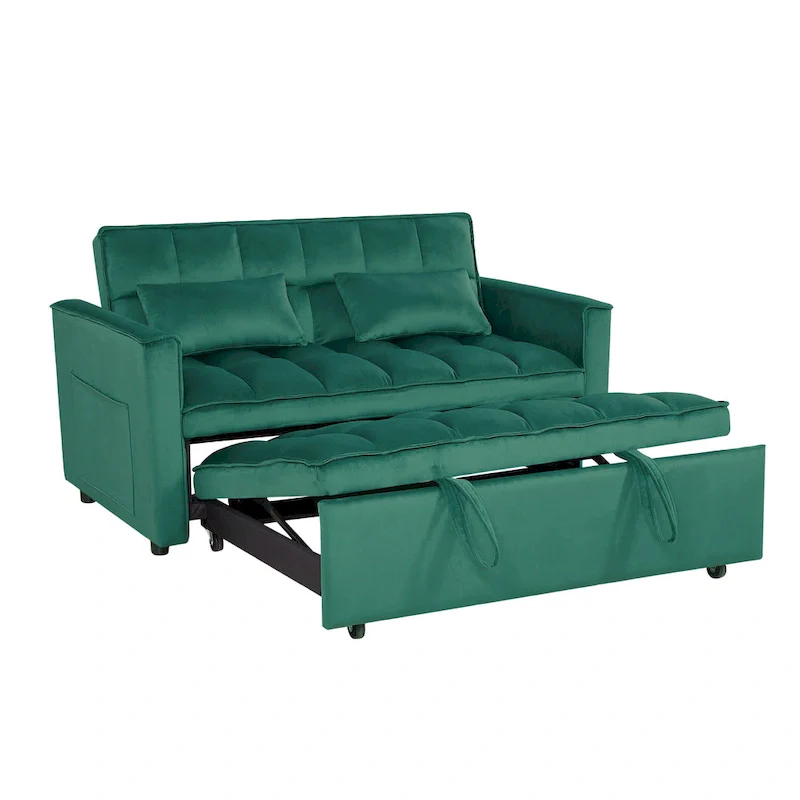 Modern Convertible Futon Sofa Bed,Adjustable Backrest,Armrest Holders