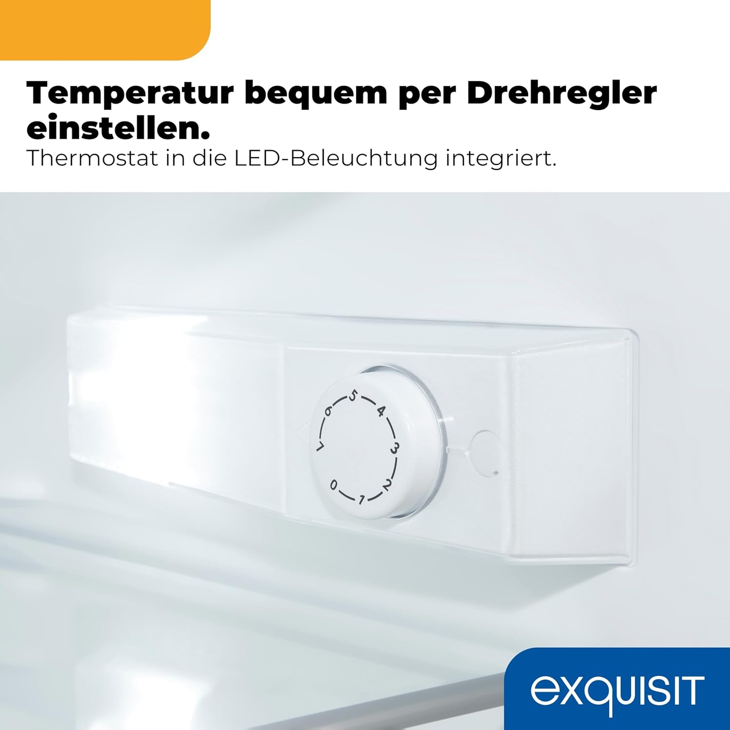Exquisit Vollraumkühlschrank | 133 l Nutzinhalt, Energieklasse E, 40 dB(A) | kompakte Bauform, LED-Innenbeleuchtung, manuelle Temperaturregelung, Flaschenfach, Gemüseschublade | KS516-V-H-010E weiss