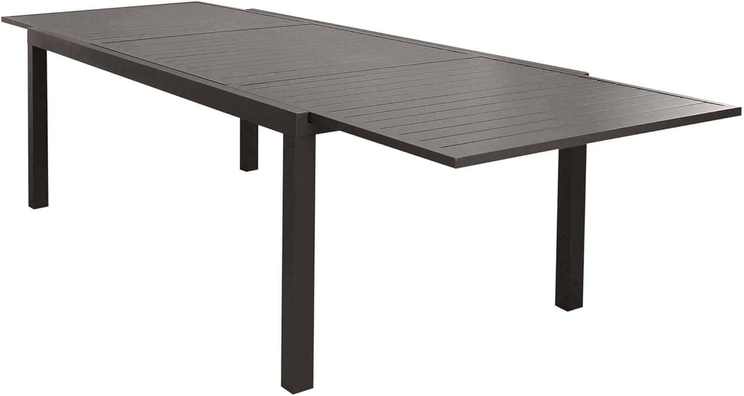 Milani Home s.r.l.s. Set Tavolo Giardino Rettangolare Allungabile 200/300 X 100 Con 8 Poltrone In Alluminio Taupe Da Esterno Giardino