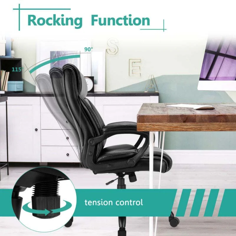 400 Lbs Big Amp Tall Office Chair Leather High Back Executive Chair Wide Seat Swivel Computer Task Desk Chair - Comfortable And Ergonomic Design