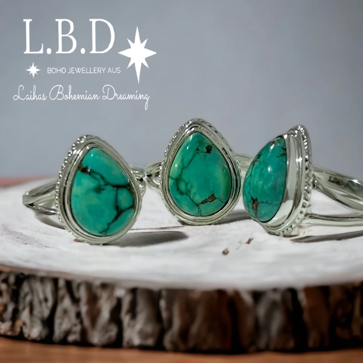Turquoise Ring- Laihas Twisted Raindrop