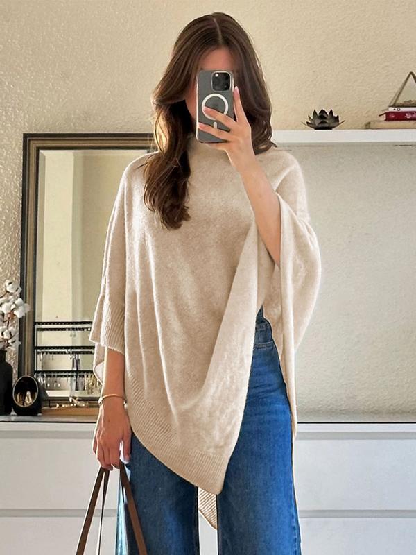 Women��s Knit Cape Asymmetrical Draped Design