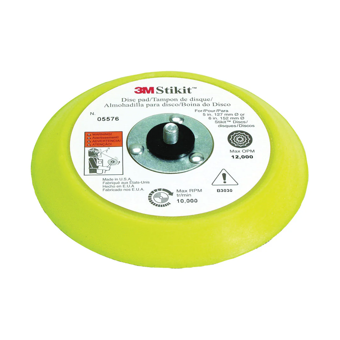 3M 05576  ~  Backup Pad Stikit 0 Yellow 6xNo Hole