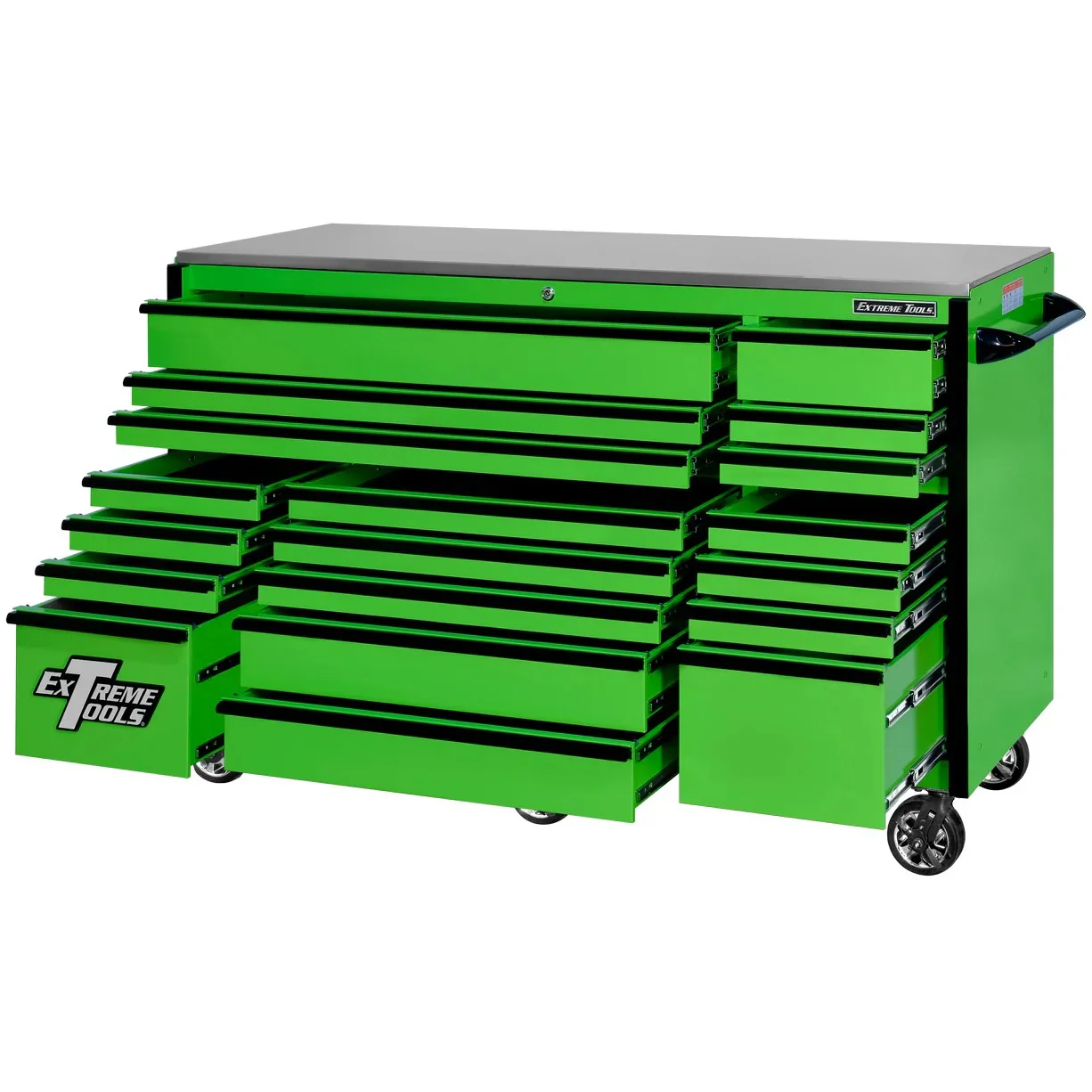 Extreme Tools RX250 Series 72-inch x 30-inch Rolling Cart – 19 Drawers – 250 lb Drawer Slides