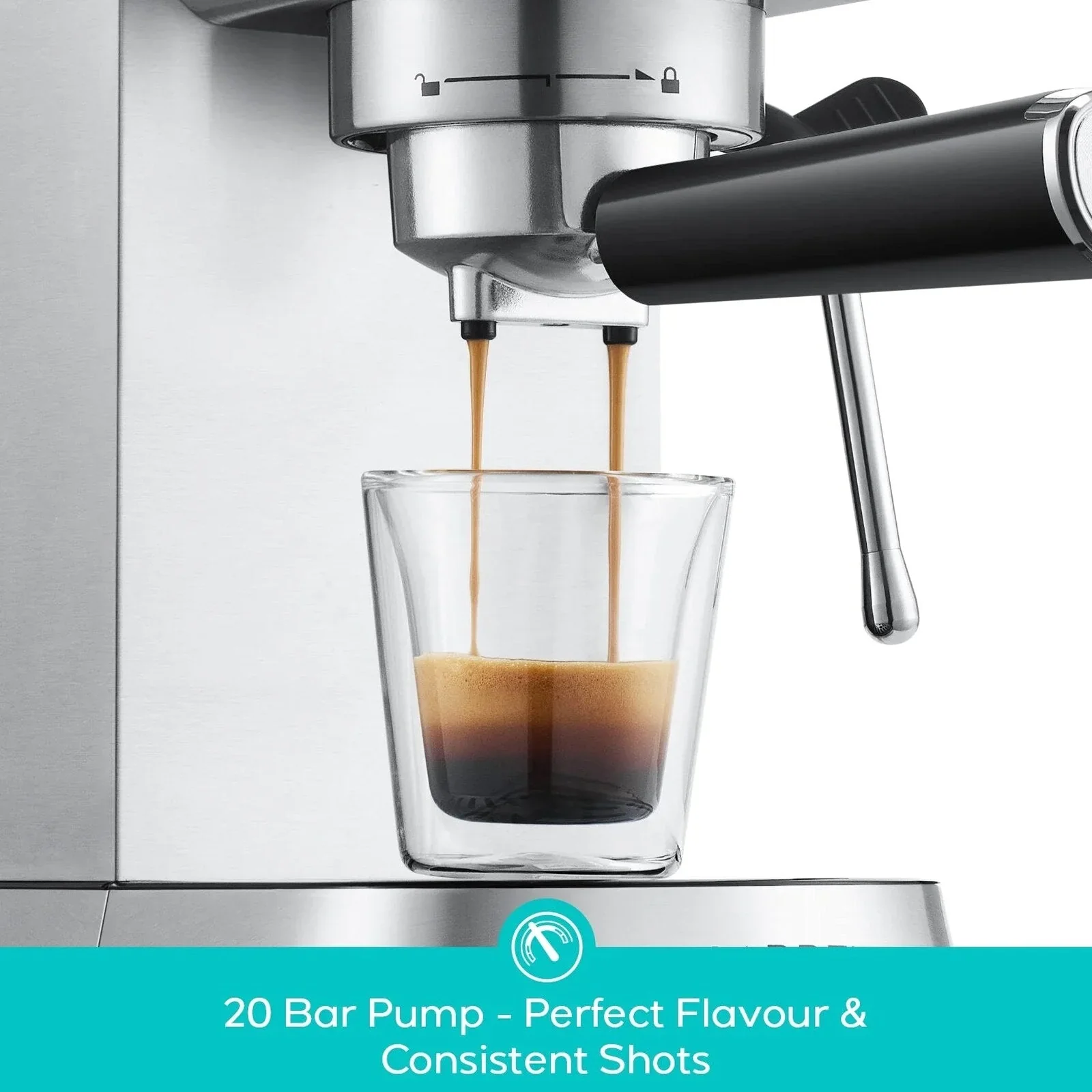 CASABREWS 5418Basic Espresso Machine with 20-Bar pressure, 34 oz Water Tank, with Milk Frother, Silver