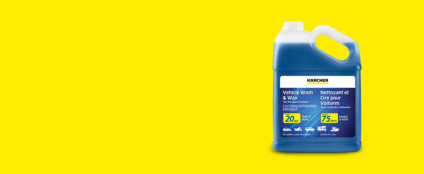 The Kärcher Vehicle Wash & Wax in front of yellow background