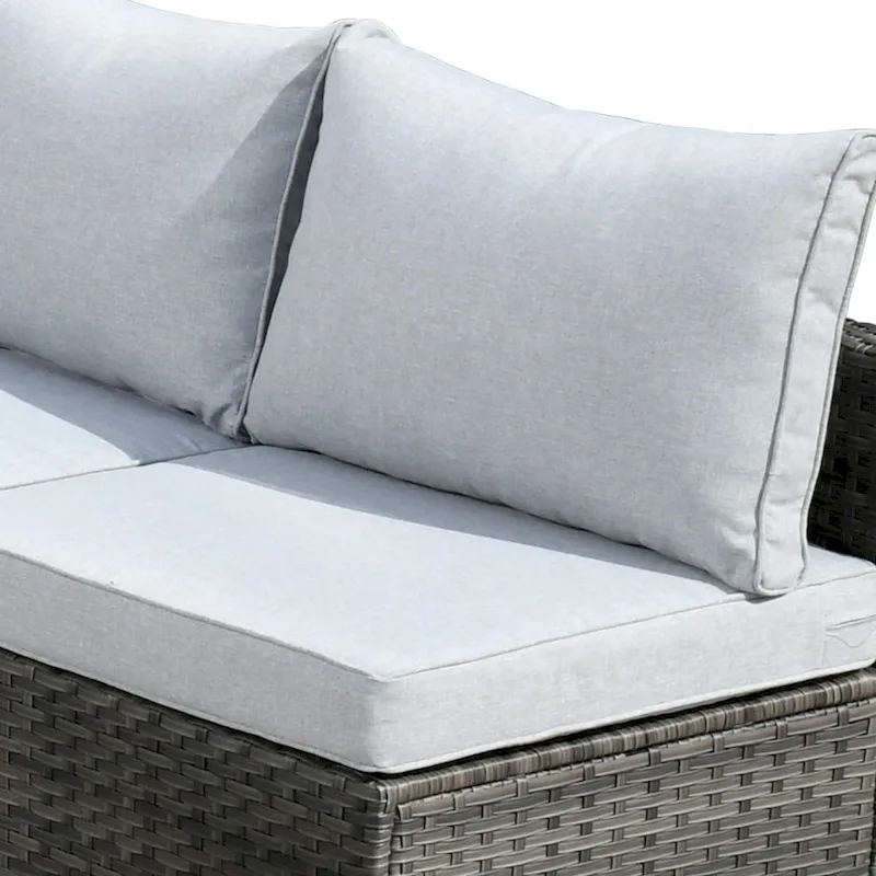HOOOWOOO 8-piece Rattan Wicker Patio Furniture Set with Fire Pit