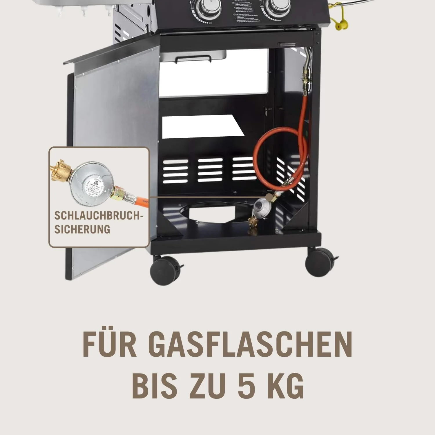 RÖSLE Elektrogrill BBQ-Portable Videro E2-P, tragbarer Tischgrill mit 2 Brennern, Warmhalterost und Deckel mit Glaseinsatz, pulverbeschichteter Stahl, schwarz/silbern