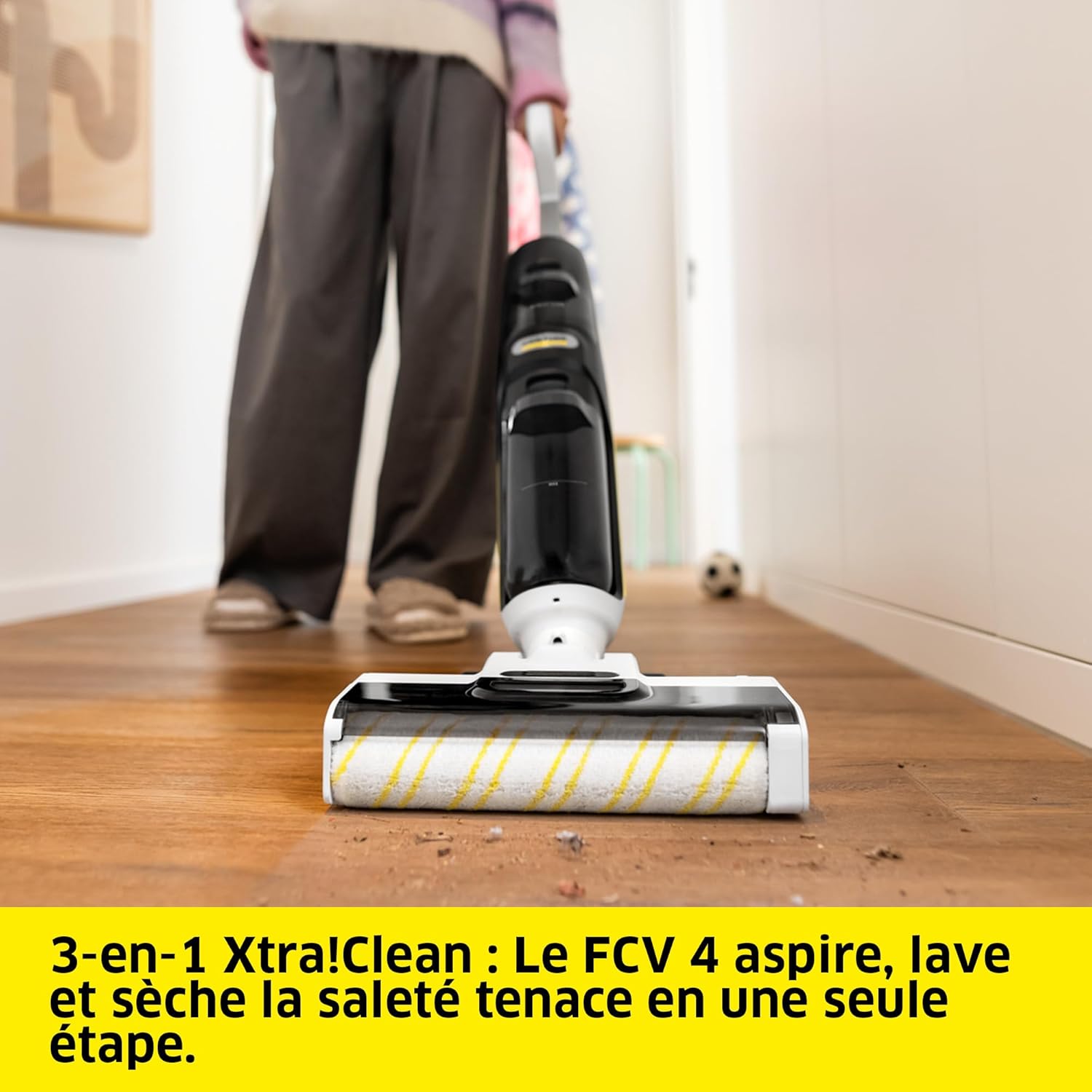 Kärcher Aspirateur-Laveur FCV 4, 4 Modes de Nettoyage, autonomie de la Batterie : env. 45 Min, Surface Couverte par Charge : env. 200 m²