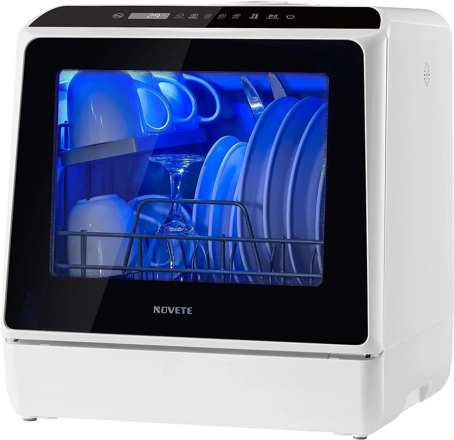 NOVETE portable tabletop dishwasher compact dishwasher with 5-liter built-in water tank