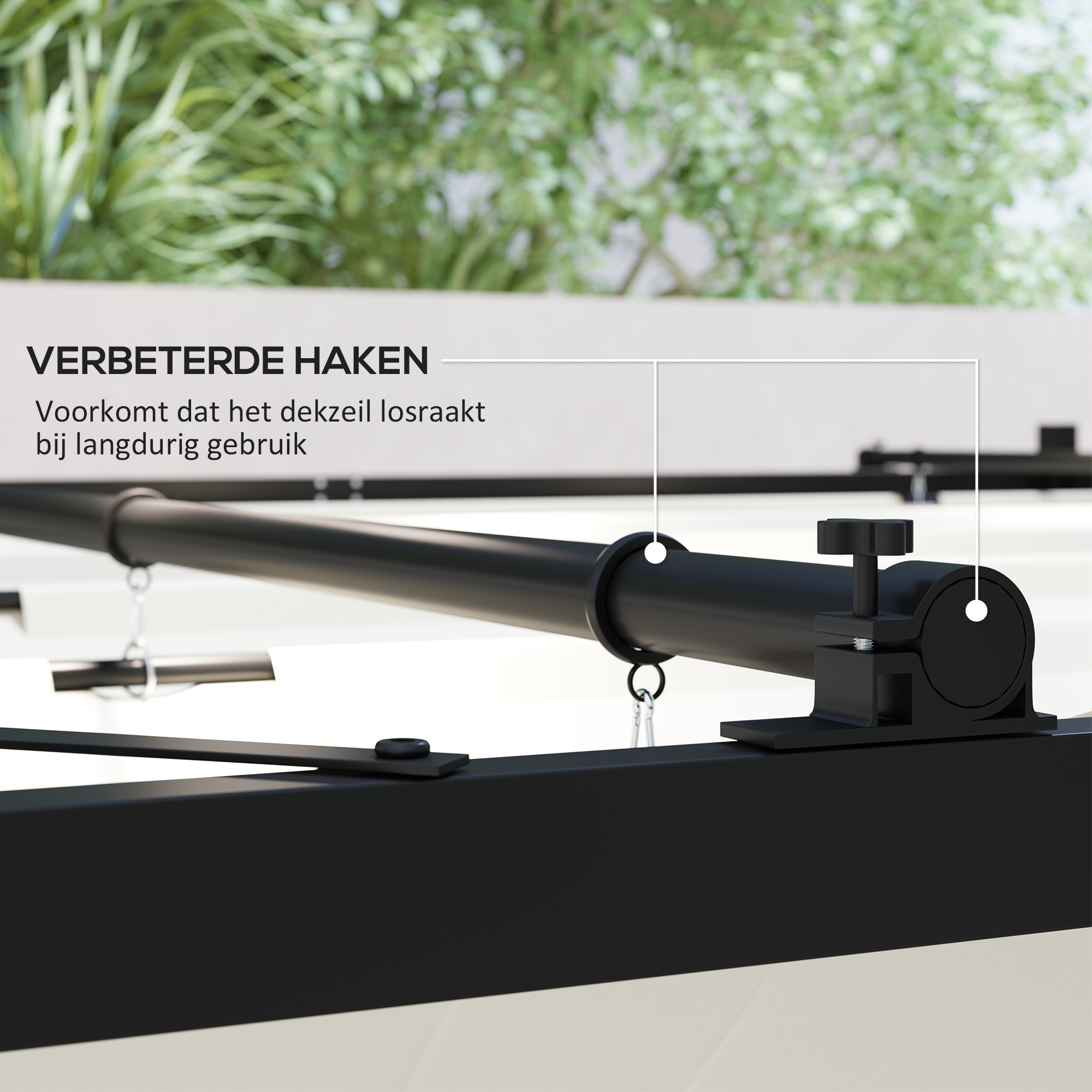 Outsunny Tuin Pergola, 3 x 3 m, Uitschuifbaar Dak en Magneetpad, Buiten Luifel, Tuinpaviljoen, UPF30+, Metaal, Crèmewit