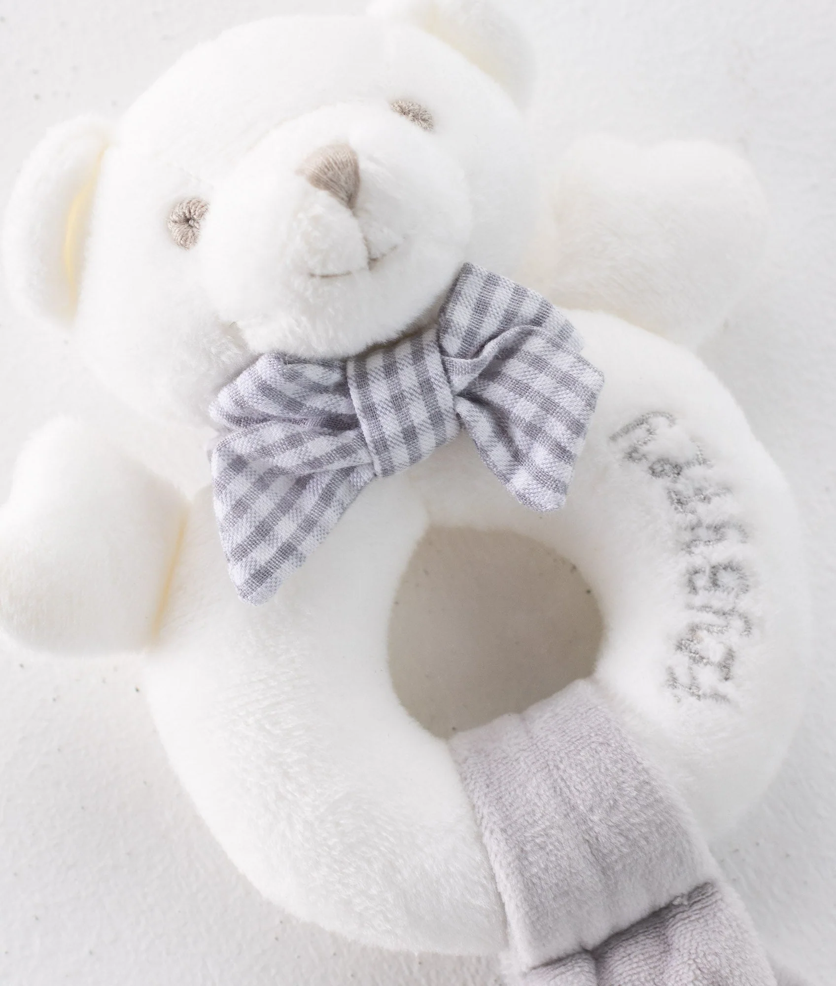 Bear Rattle | White & Grey