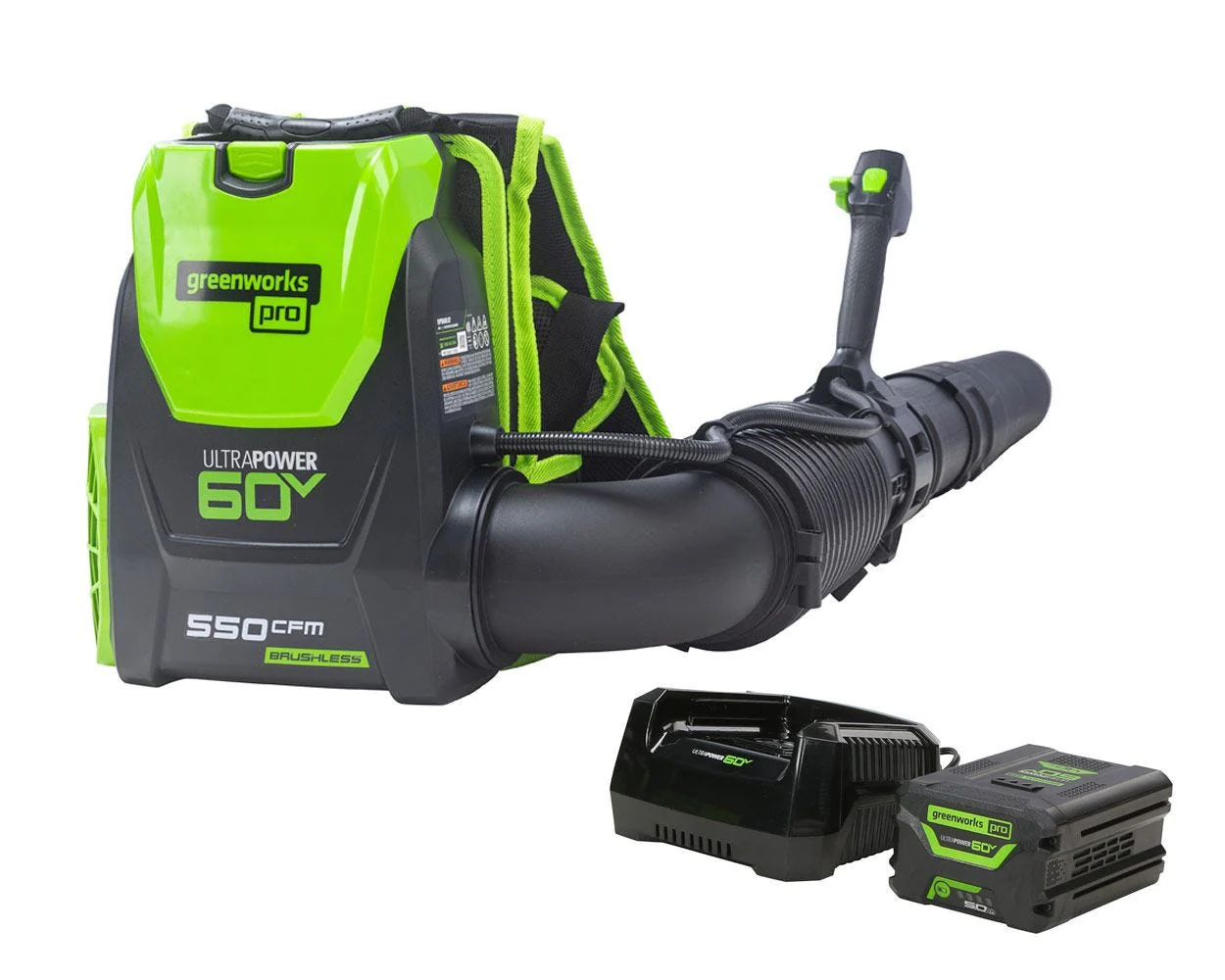 2025 Greenworks 60V Draadloze Tuingereedschapset �C Inclusief Batterij en Snellader, Compatibel met Meer dan 75 Gereedschappen