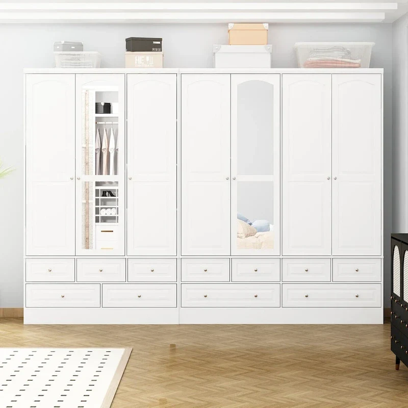 78.7H Combo Twin Wardrobe Set Elegance Meets Utility Armoires Closet
