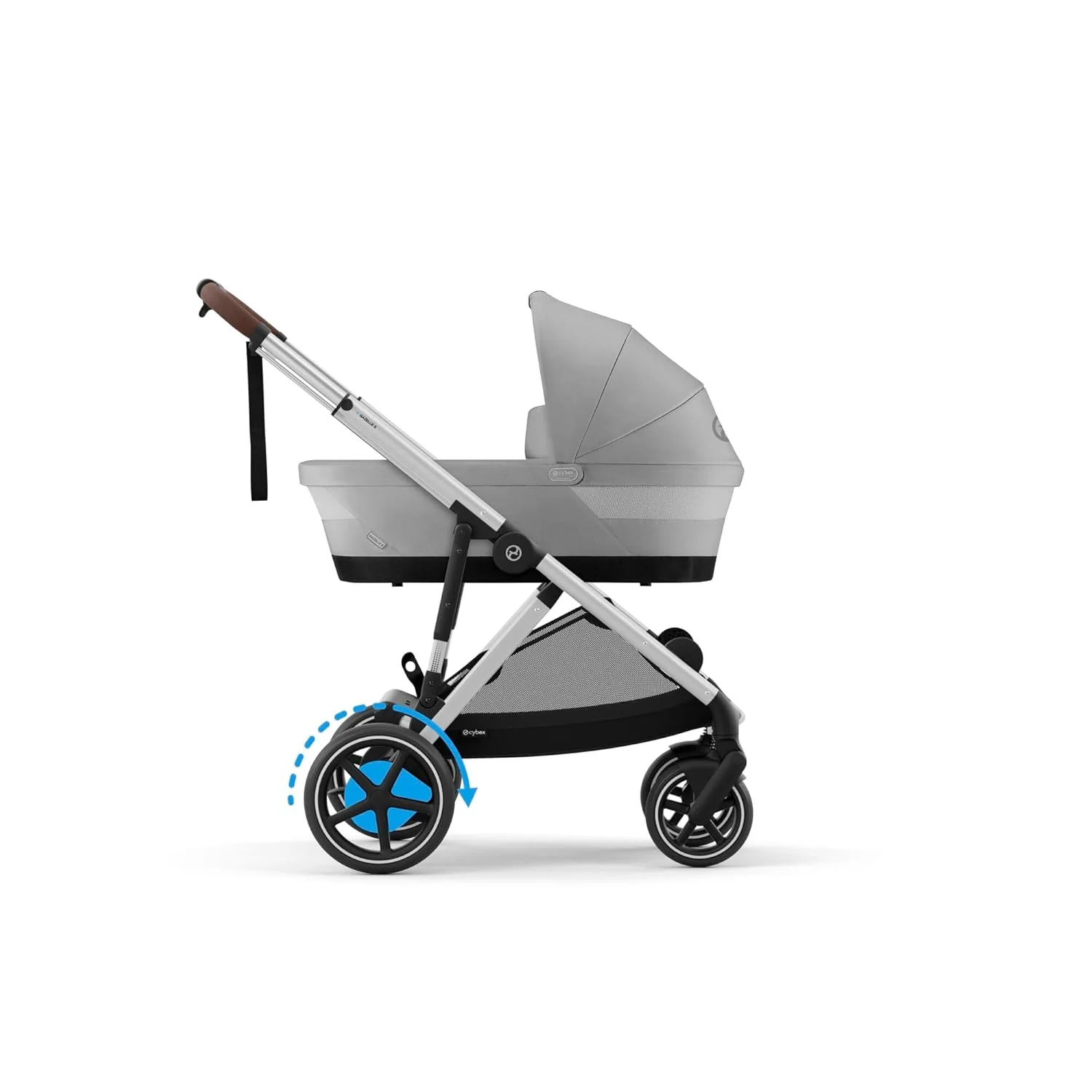 CYBEX Gold Kinderwagen e-GAZELLE S, Ab Geburt bis ca. 4 Jahre, Max. 22 kg (Single-Modus) / 2x 22 kg (Duo-Modus), All-in-1-System mit E-Antrieb und 20+ Konfigurationen, Moon Black