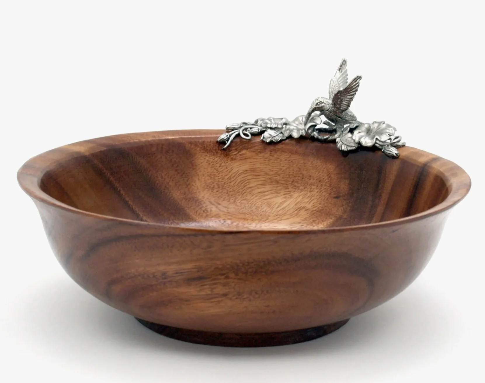 Acacia Footed Bowl with Humming Bird