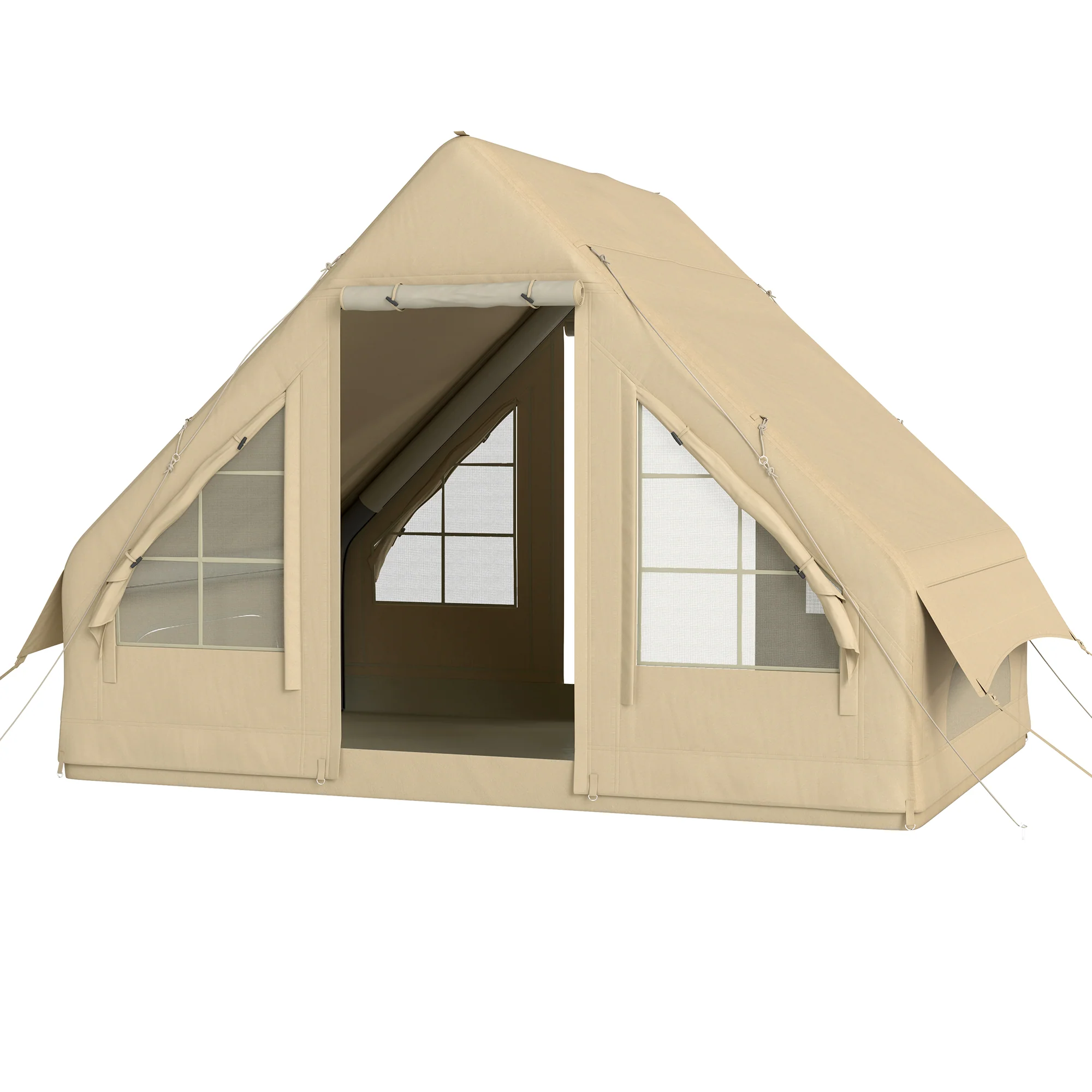 Outsunny Opblaasbare Campingtent, Slaaptent, Oxford-Stof, Netramen, Waterdicht