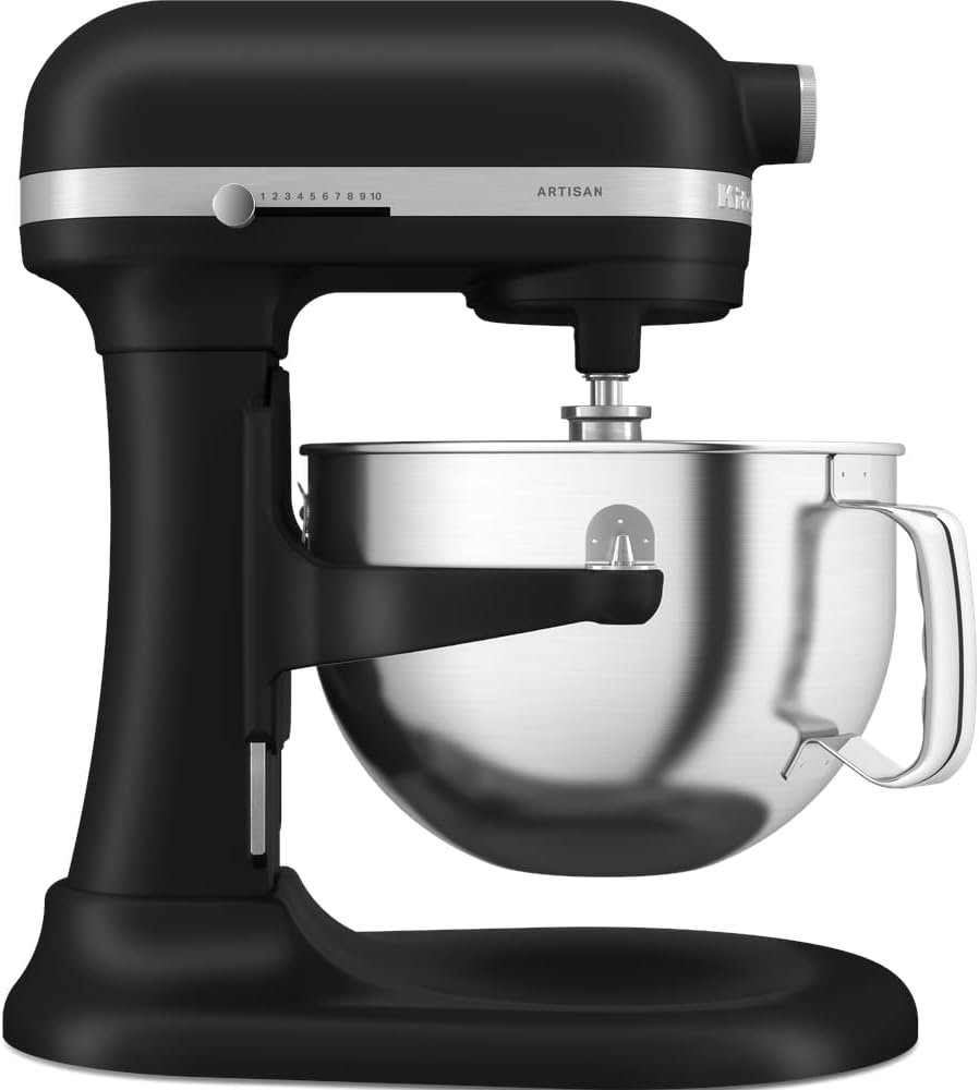 KitchenAid Robot da Cucina - Artisan - Robot da cucina multifunzione con ciotola sollevabile - Con 5 accessori - 5,6L - Nero opaco