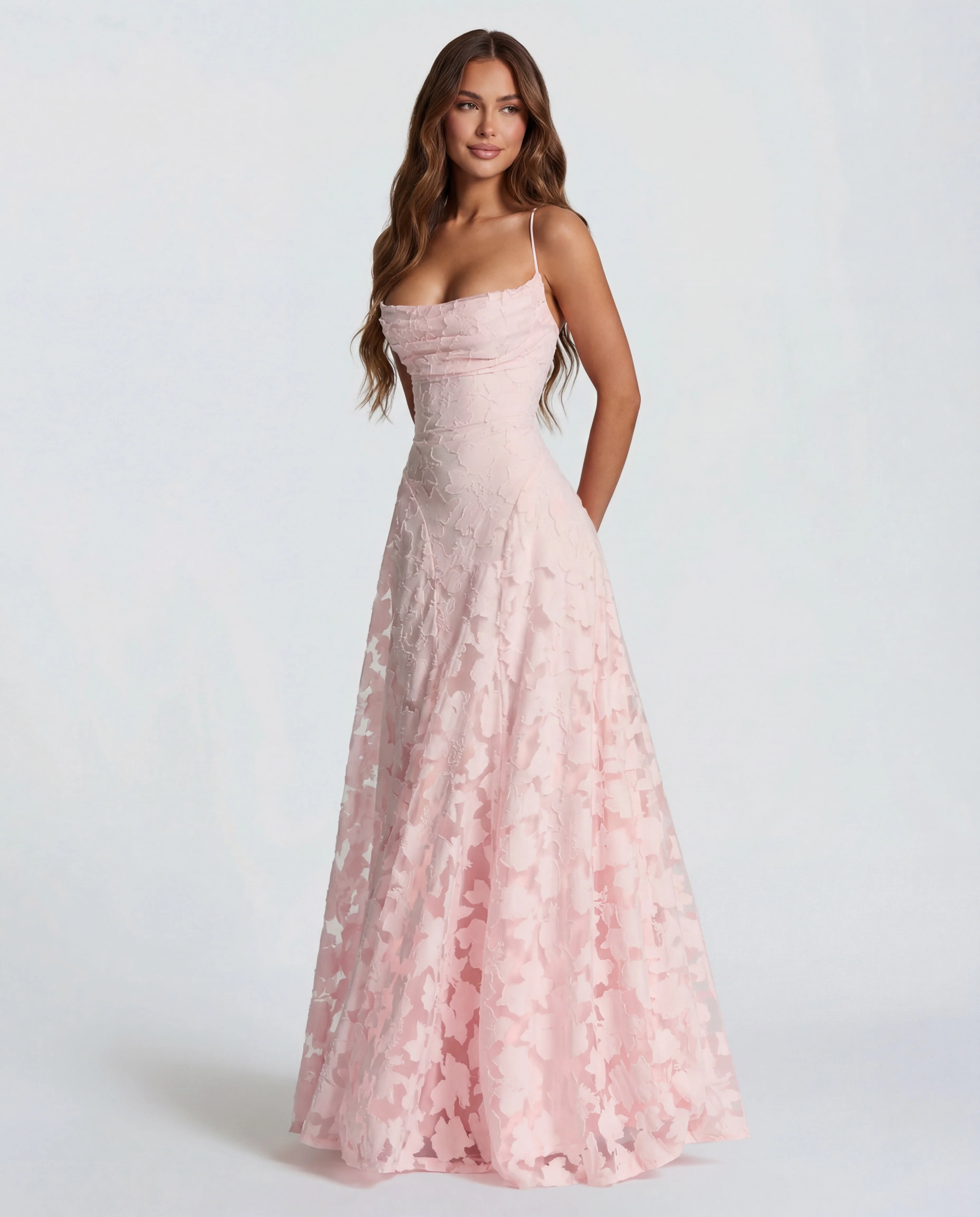 Womena??s Floral Maxi Dress Elegant Cowl Neck Design