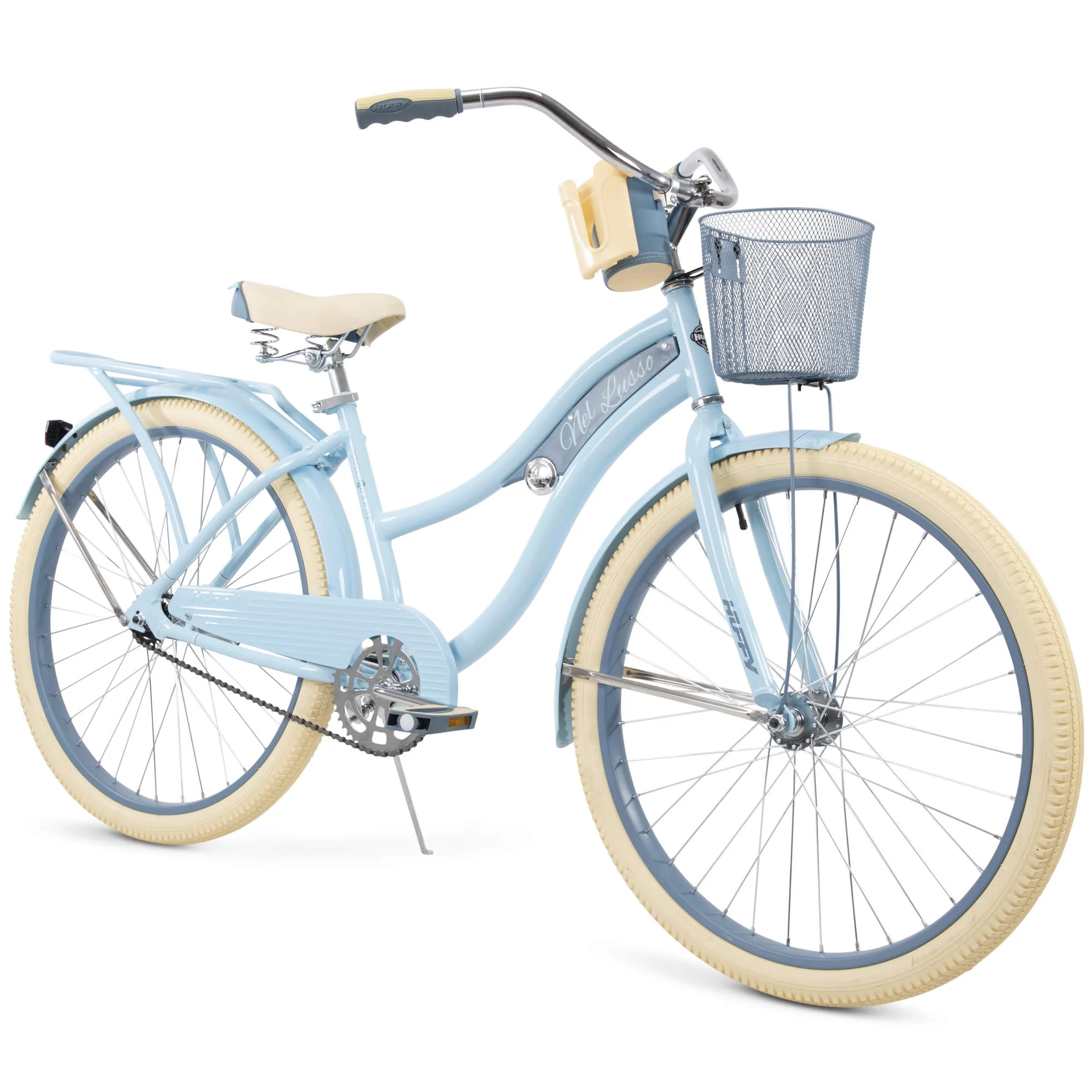 2025 Bicicleta Cruiser Clásica Huffy Nel Lusso con cuadro Perfect Fit, Mujer, Azul Claro, 26