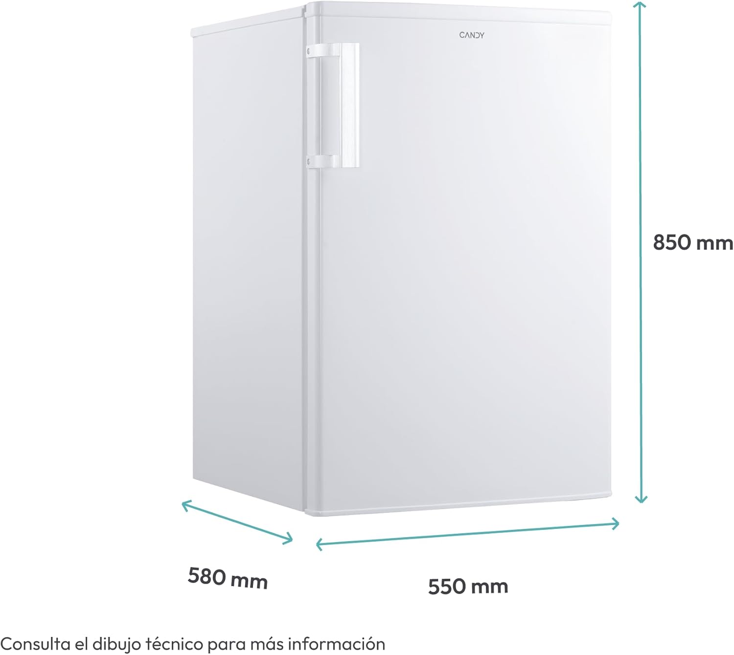 Candy CCTOS 544WHN Frigorífico Mini con Congelador, Bajo Encimera, 40DB, Capacidad 109L, Cajón Verdulero, Temperatura Regulable, Luz LED, Puerta Reversible, Alto 85cm, Blanco