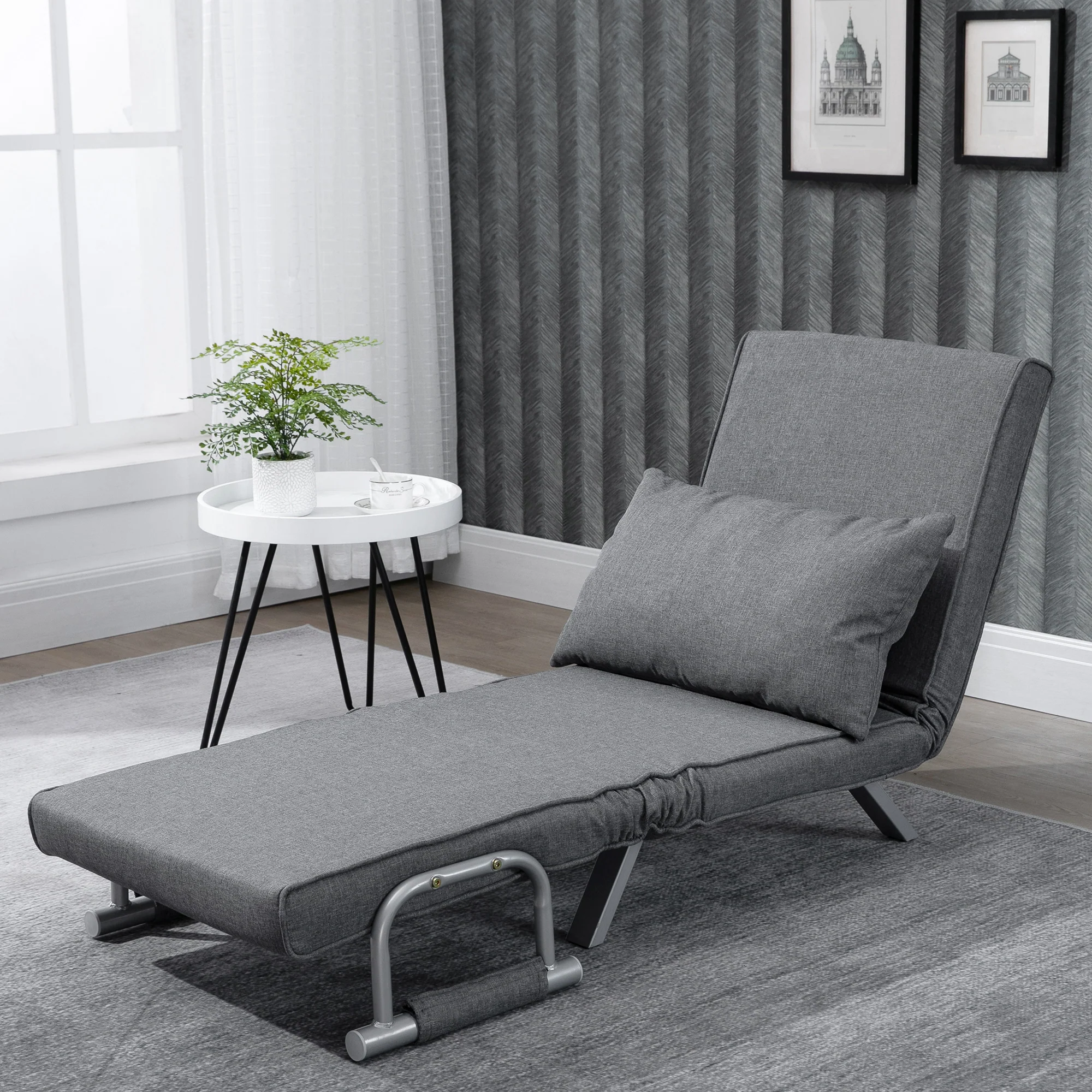 HOMCOM slaapbank met armleuningen slaapfauteuil logeerbed opklapbed chaise longue