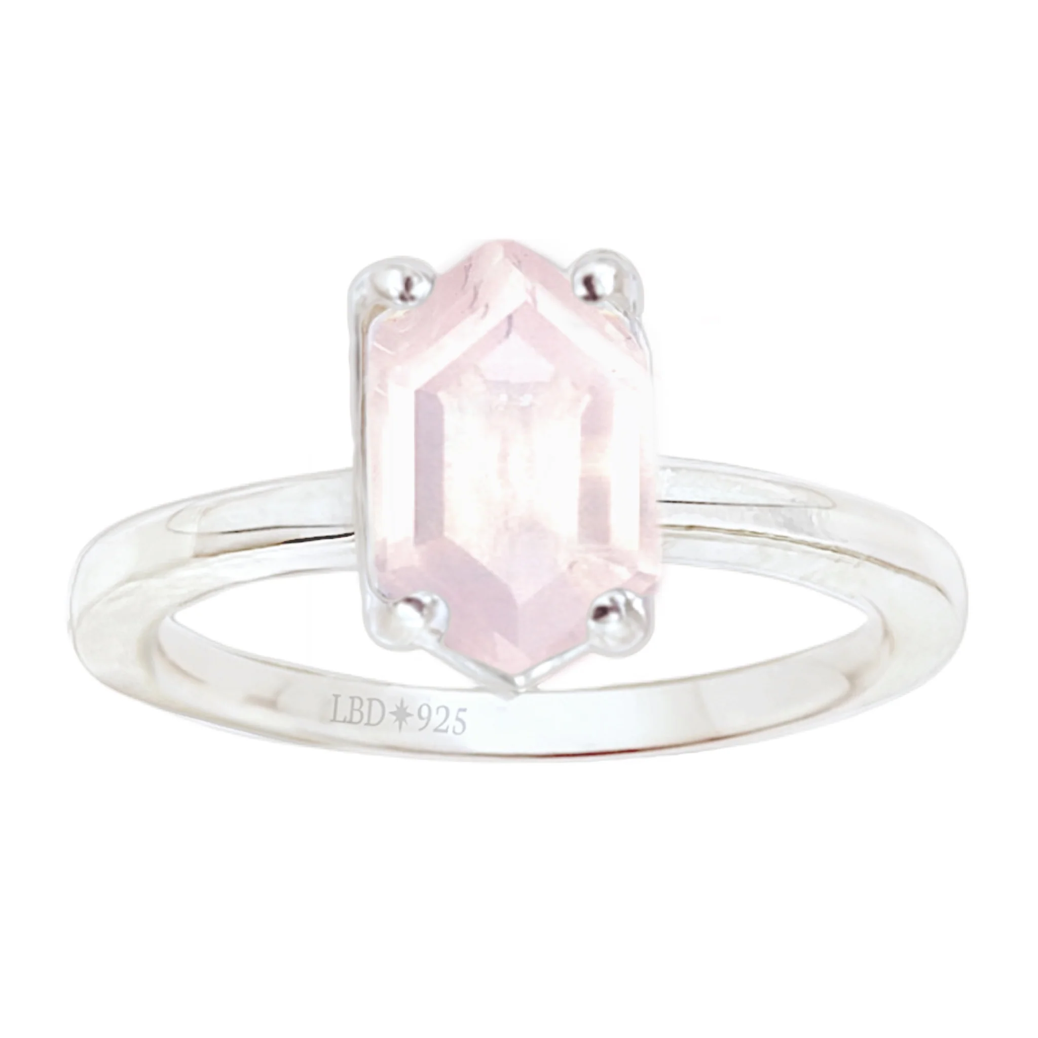 Laihas Mini Hex Crystal Rose Quartz Ring