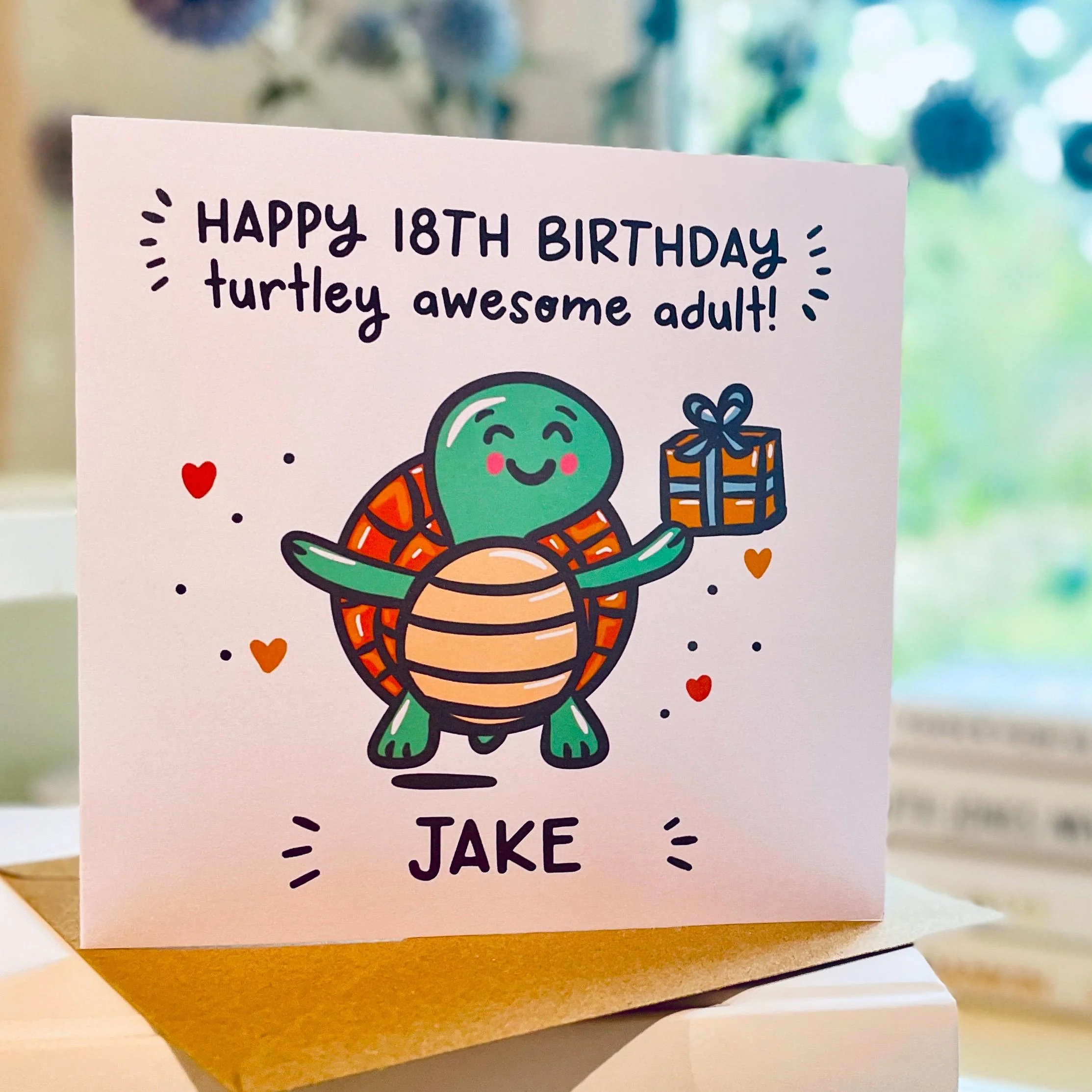 Turtley Awesome Adult, Personalised 18th Birthday Card