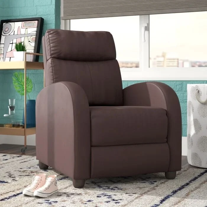 PU Leather Push-Back Recliner Chair, Brown / Black / Grey / Khaki / Red / Beige, Single