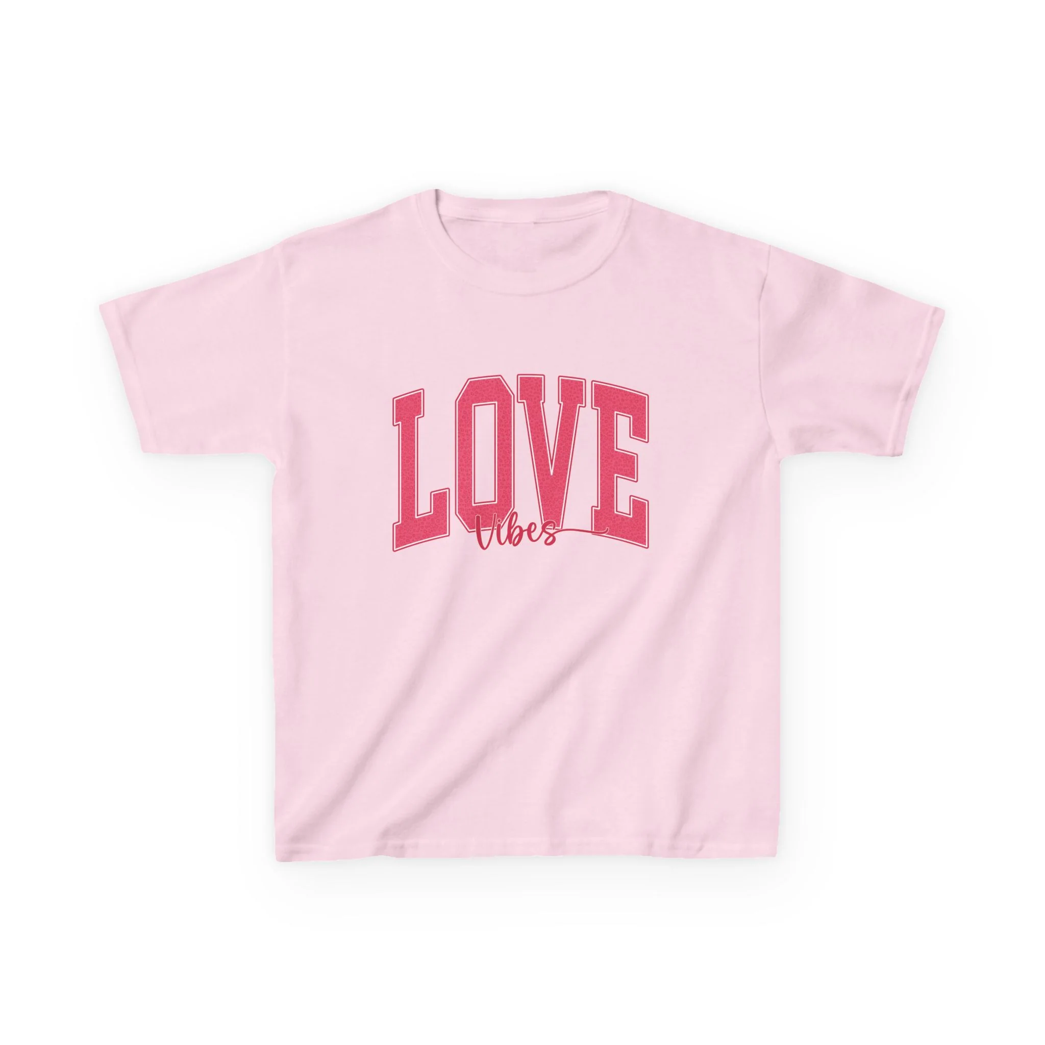 Love Vibes Kids Tee | Pink Arch Lettering